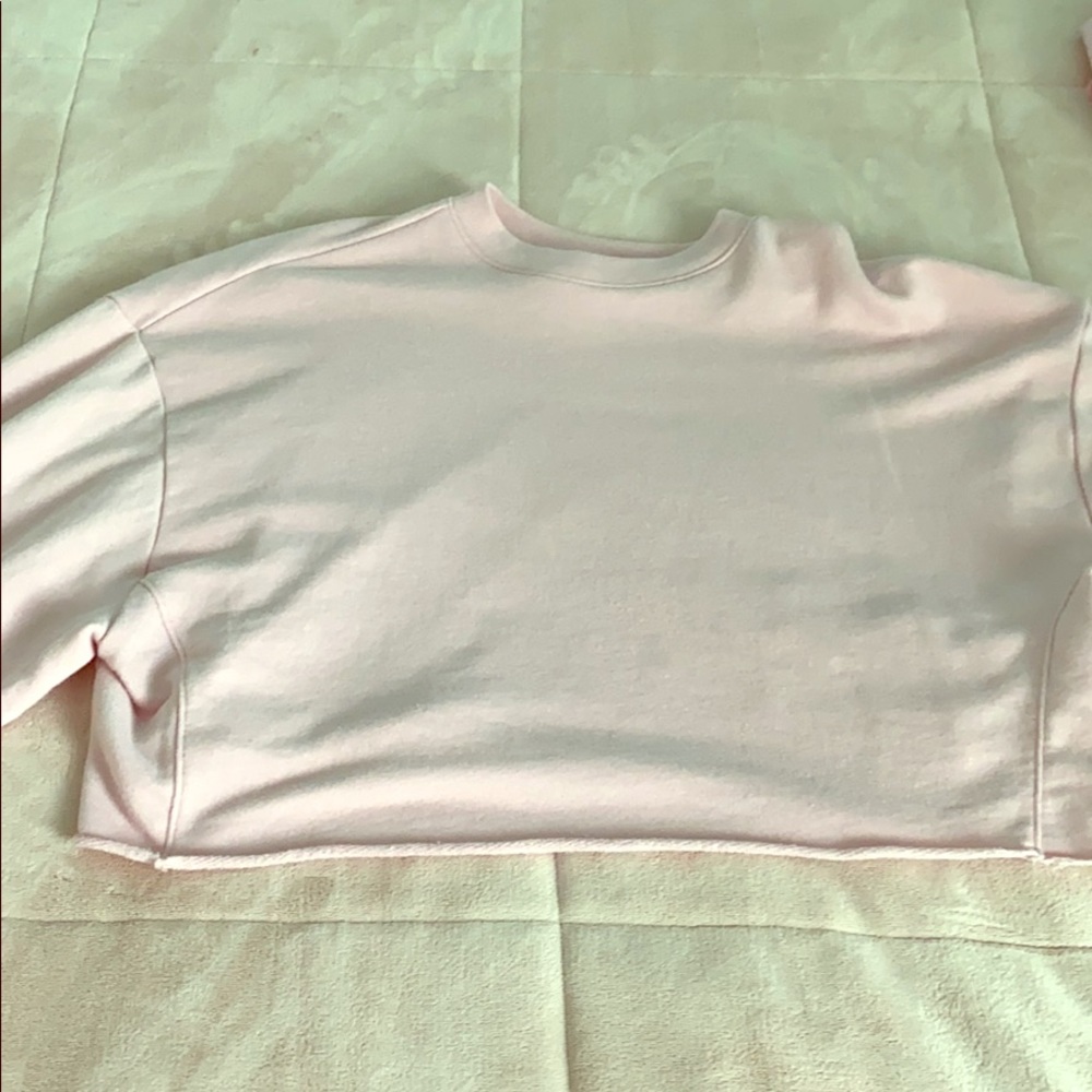 PINK Long Sleeve Cropped Top